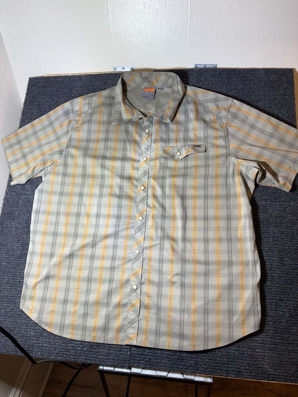 Merrell Men's Plaid Short Sleeve Opti-Wick UPF 20+ Snap Shirt XXL/TTG